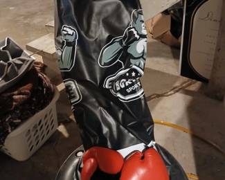boxing bag with gloves