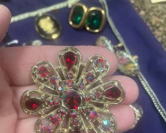 large retro bling brooch