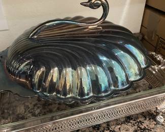 cool swan silerplate serving dish
