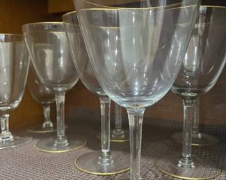 sets of gold rimmed wine glasses several sizes