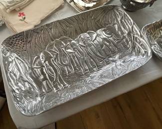 LARGE PEWTER ELEPHANT TRAY