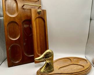 (2) Wood & Brass Desk Valets