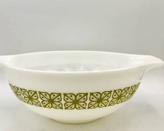 Vintage Pyrex Verde Square Flowers Cinderella Bowl
