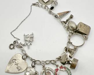 Sterling Silver Charm Bracelet with Safety Chain