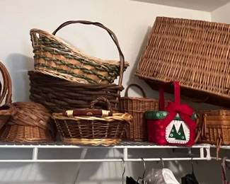 Large Collection of Wicker & Wood Baskets