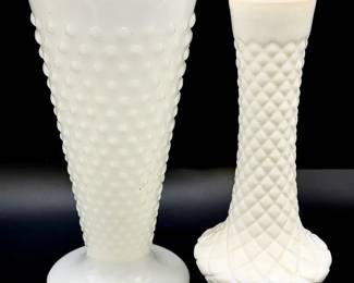 (2) Milk Glass Vases