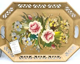 Hand Decorated Floral Tray