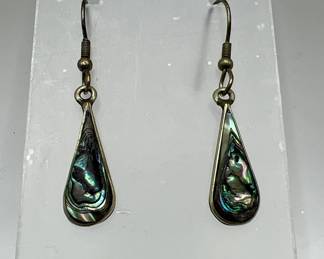 Alpaca Silver Abalone Shell Drop Earrings — Jewelry Stamped Alpaca Mexico