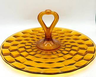 Indiana Glass Whitehall Cubist Amber Sandwich Tray