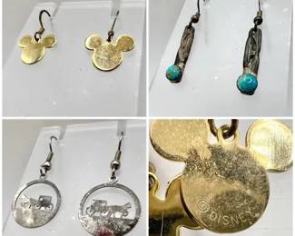 (3) Pairs of Delicate Earrings incl. Disney Mickey Mouse & Southwestern Style Jewelry