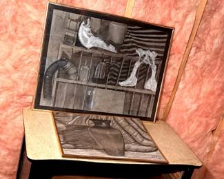 (2) Charcoal Framed Art