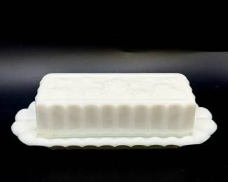 Westmoreland Grape Milk Glass Butter Dish