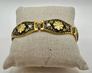 10K Gold Inlay or 10K Gold Plated Delicate Damascene Bracelet