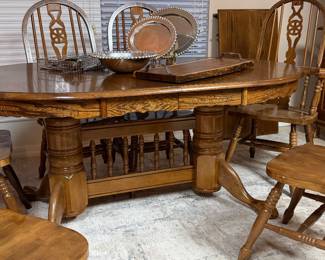 Oak Double Pedestal Dining Table