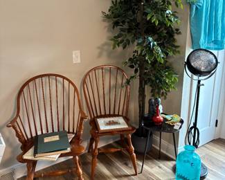 Wooden Chairs, Faux Plants 