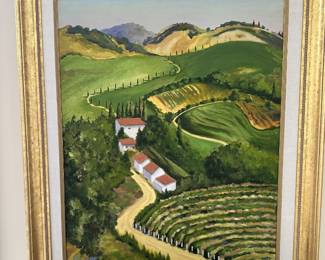 c'Chianti, Italy' by Anthony Benedetto (aka Tony Bennett) (1926 - 2023) oil on canvas. 29.25" H x 23.5" W