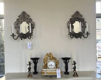 Mantel in Great Room with Sconces