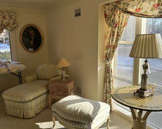 Picture 449 of 751 Cream and green-painted center table.