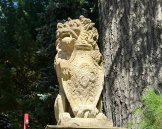 Detail of Bath stone Lyon (One of two)