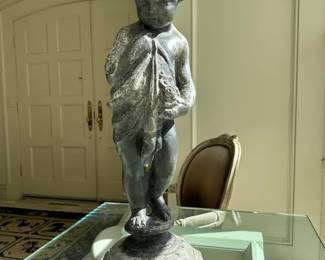 "Girl with /flowers" artist unknown, 19th century , lead. 25.5" H