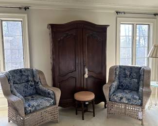 Armoire and pair of side chairs