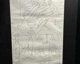 'Time' by Tony Curtis (1925 - 2010). Pen and ink on paper. 16" H x 11"W