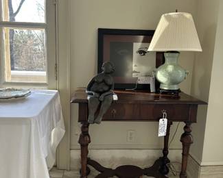 Antique Side Table and Lamp