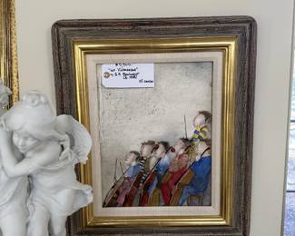 'Les Violoncelles' by Graciela Rodo Boulanger (b. 1935). Oil on canvas. Signed, dated 1986, and inscribed on the reverse. 13.25"H x 10.25"W