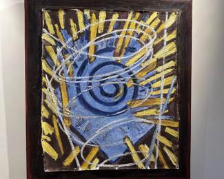 Picture 415 of 751 'Jetty # 807, 1990' by Katherine Porter (b. 1941). Oil on canvas nailed to panel. Signed, titled, and dated on reverse. 28"H x 25" W.