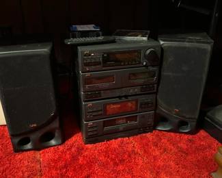 JVC Stero system with remote tuner, cassette and CD player - 2 speakers works great.