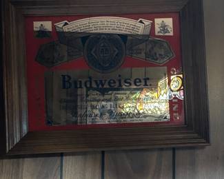 vintage framed Budweiser advertising mirror