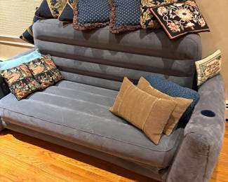 Blow up sofa bed. With  decorative pillows 