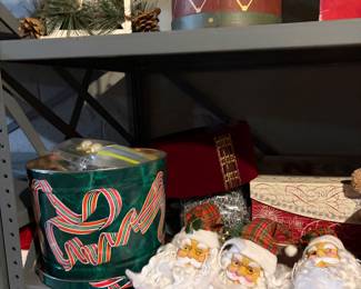 Lanterns, Santa faces, some decorative boxes
