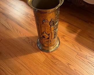 Umbrella stand  embossed brass 