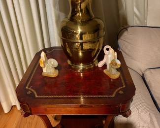 Mahogany with insert leather insert with gold tooling 