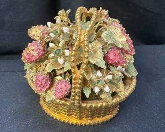 Jane Hutcheson for Gorham Fleurs des Sicles Enameled Strawberry Basket