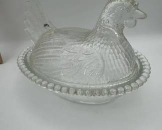 Glass Company Hen on Nest Covered Candy Dish