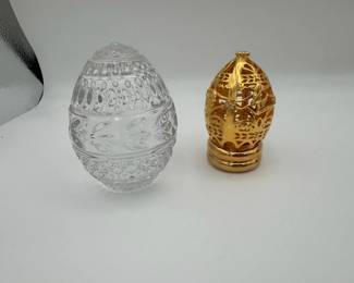 Franklin Mint Golden Filigree Egg  Franklin Mint Pressed Glass Crystal Egg 1988 3 Vintage