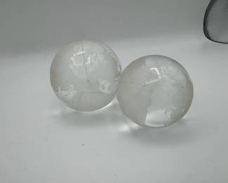 Etched Frosted Glass Earth Paperweight Spheres