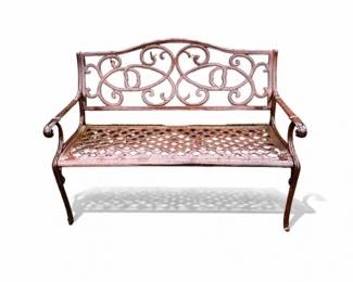 28 DecorativeCastAluminumOutdoorGardenBenchWithScrollworkBack