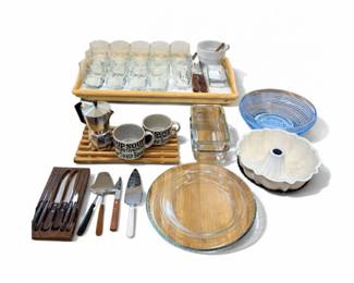 10 MixedKitchenwareLotGlasswareBakewareUtensilsMugsKnivesEspresso