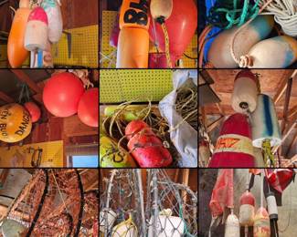 Buoys all shapes and sizes, pots, netting