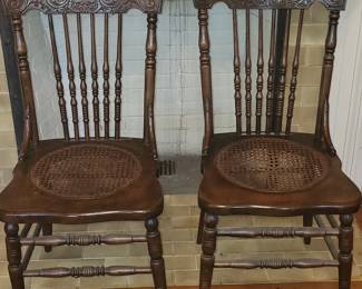 Vintage Press Back Chairs (2 available)