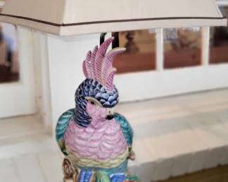 Vintage Chinoiserie-style Cockatoo Table Lamp (2 available)