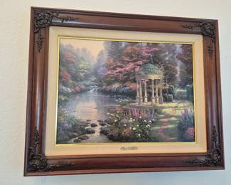 Thomas Kinkade "The Garden of Prayer" Lithograph Canvas Artist Proof, Signed and Numbered 594/990 Framed (32"x26") COA