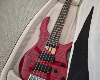 5 string bass guitar hand made with padded case