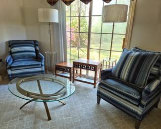CR LAINE Pair of Sitting Chairs, Cocktail Table