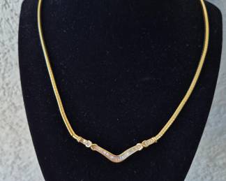 14k Diamond Baguette Necklace 