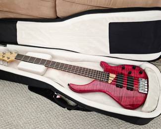 5 string bass guitar hand made with padded case