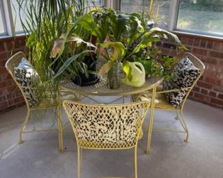 Wonderful table and chairs.  Plants will be available